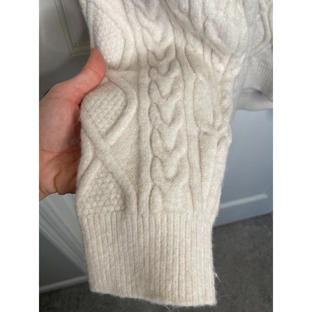 Aelfric Eden Men's Fisherman Cable-Knit Sweater Sz XL Cream Cozy Grandpa - Picture 7 of 9